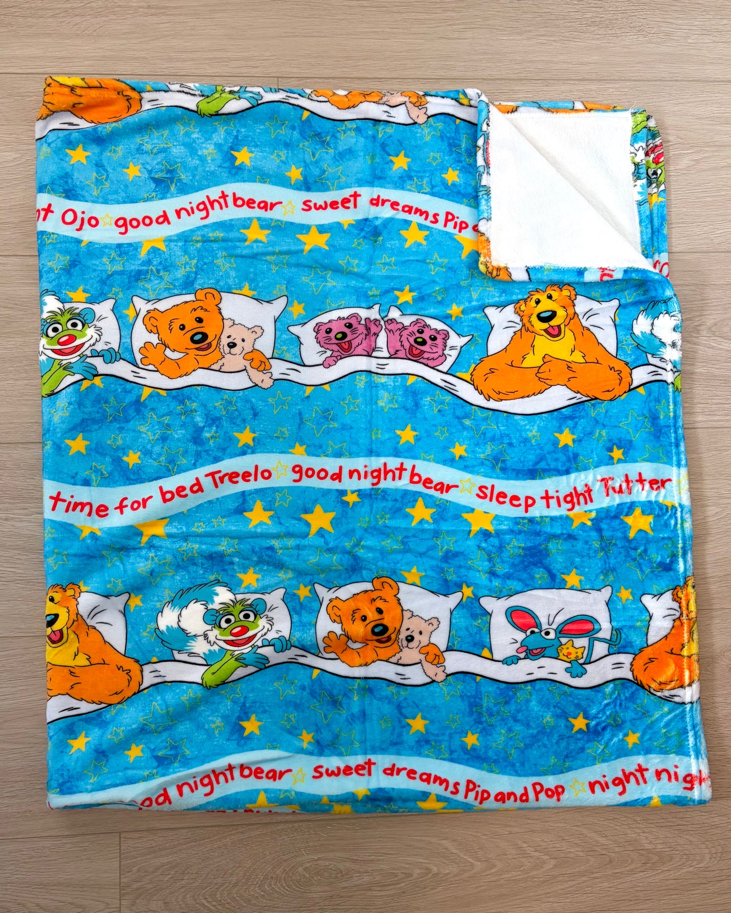 AUG PREORDER Goodnight Bear 50x60 Minky Blanket
