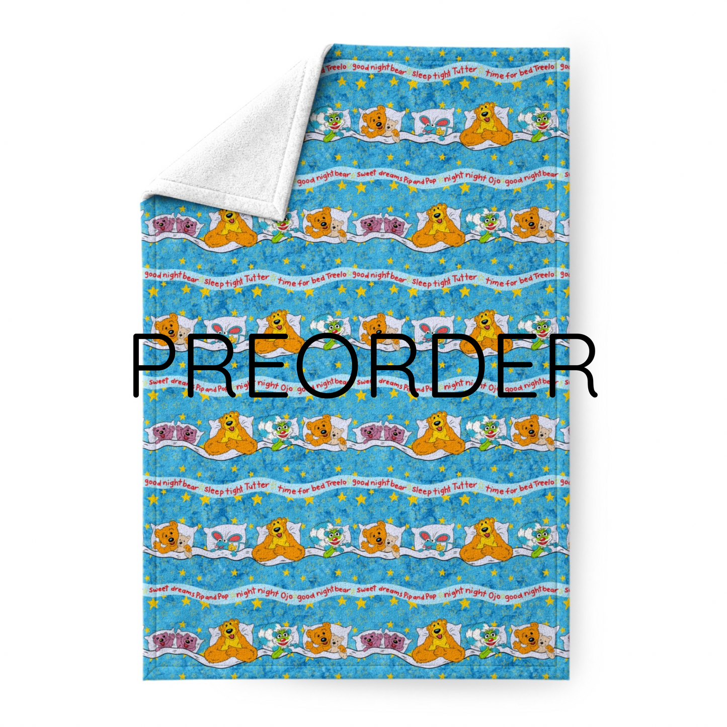 AUG PREORDER Goodnight Bear 50x60 Minky Blanket