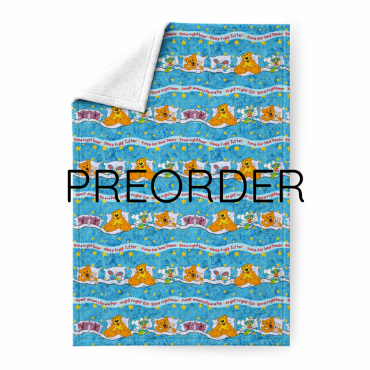 AUG PREORDER Goodnight Bear 50x60 Minky Blanket